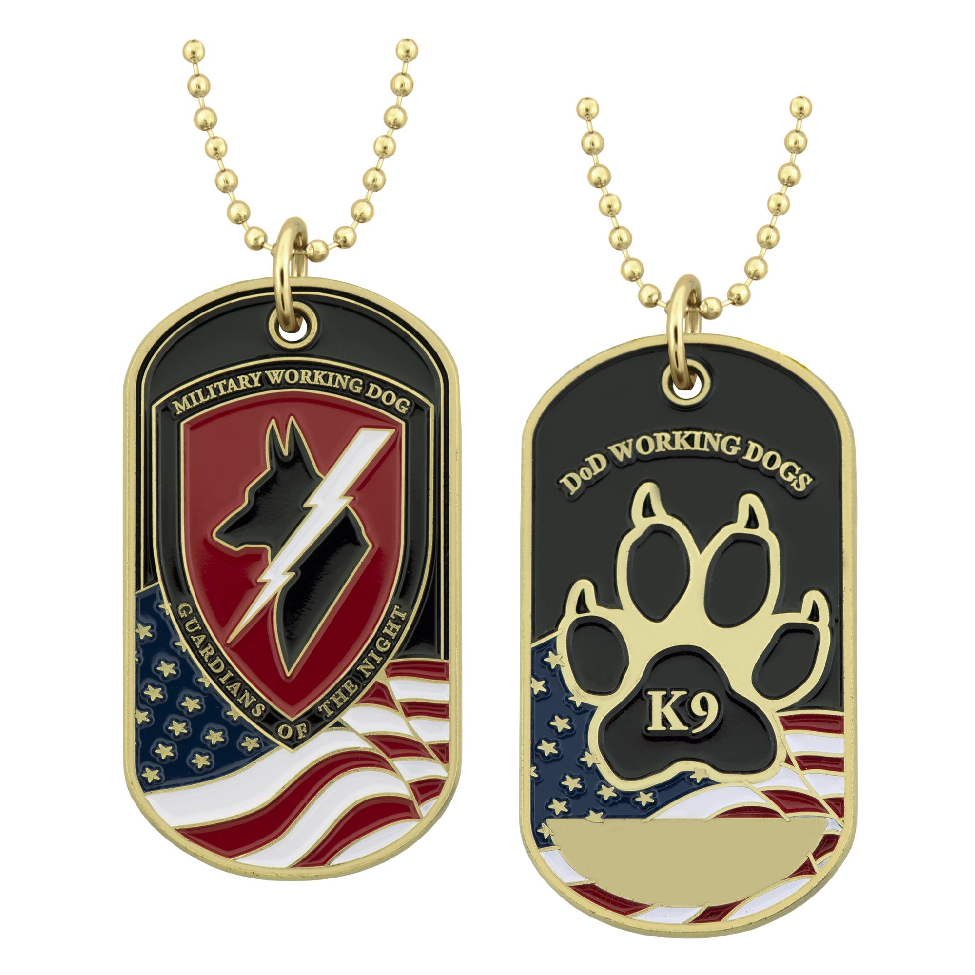【レビューを書けば送料当店負担】 Working DoD Dog Gold Night, the of Guardians Tag, Dog K9 小物